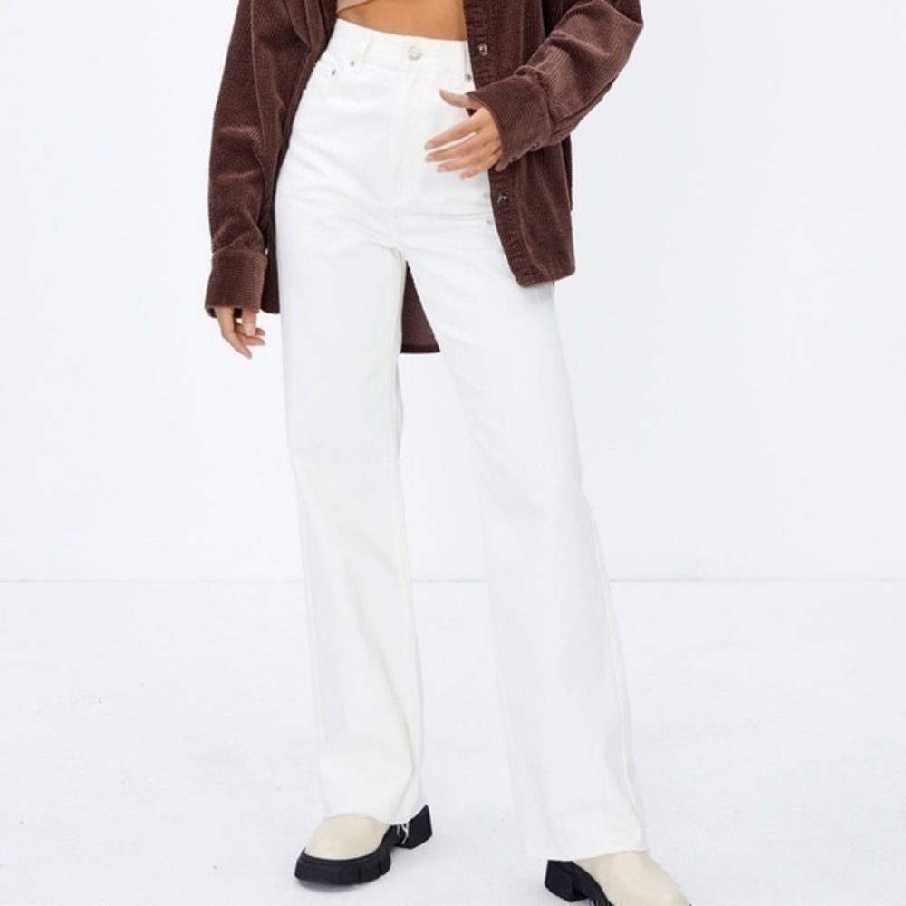 Glassons White Wide Leg Jeans 14 womens relaxed straight leg jeans 14